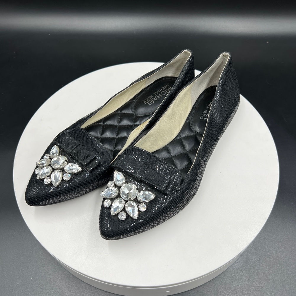 MICHAEL KORS Black Flats with Rhinestones